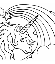 Rainbow Unicorn Beauty to color for kids