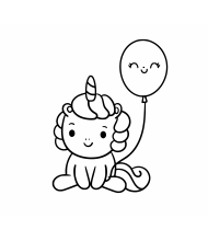 Baby unicorn and baloon to color for kids
