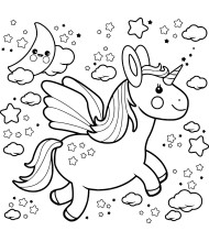 Dream Unicorn fly to color for kids