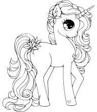 Unicorn female beautiful to color for kids