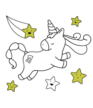 Flying Unicorn to color for kids