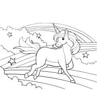 Jumping unicorn to color for kids