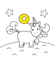 Kawaii Unicorn to color for kids