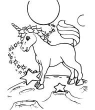 Unicorn on the mars to color for kids