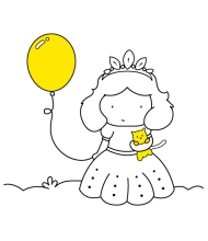 Princess Baloon to color for kids