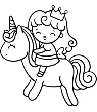 Princess and Unicorn to color for kids