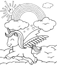 Happy Unicorn to color for kids